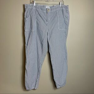 Liz Claiborne Casual Bankers Stripe Pants Plus Size 18W Blue White Office Wear